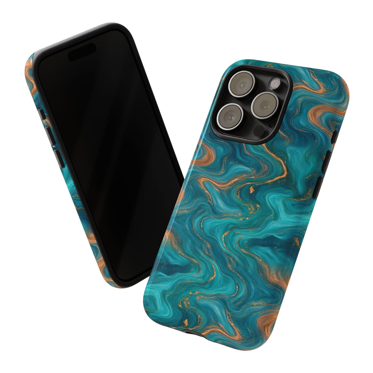 Turquoise & Copper Marble Phone Case