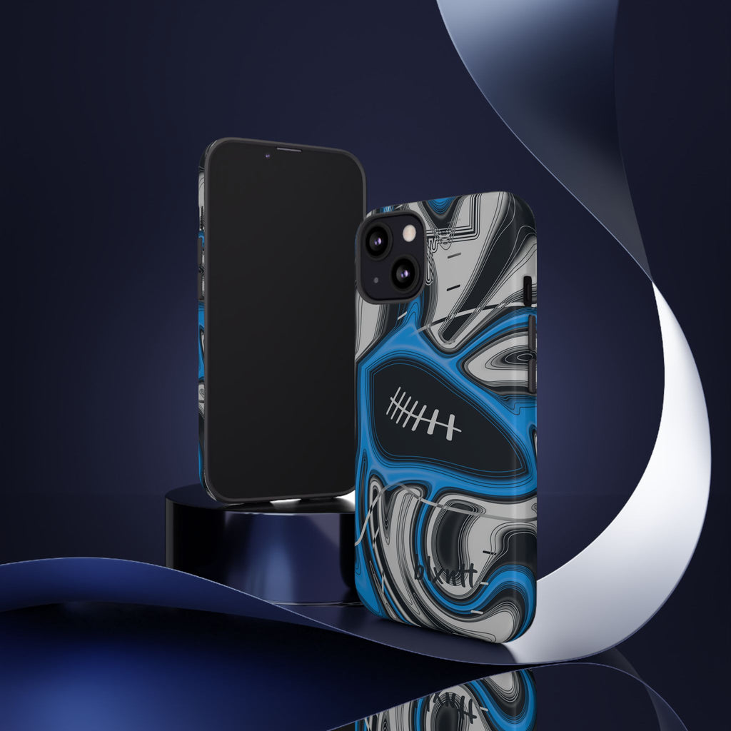 Sky Blue, Black & Silver Trippy Football Phone Case