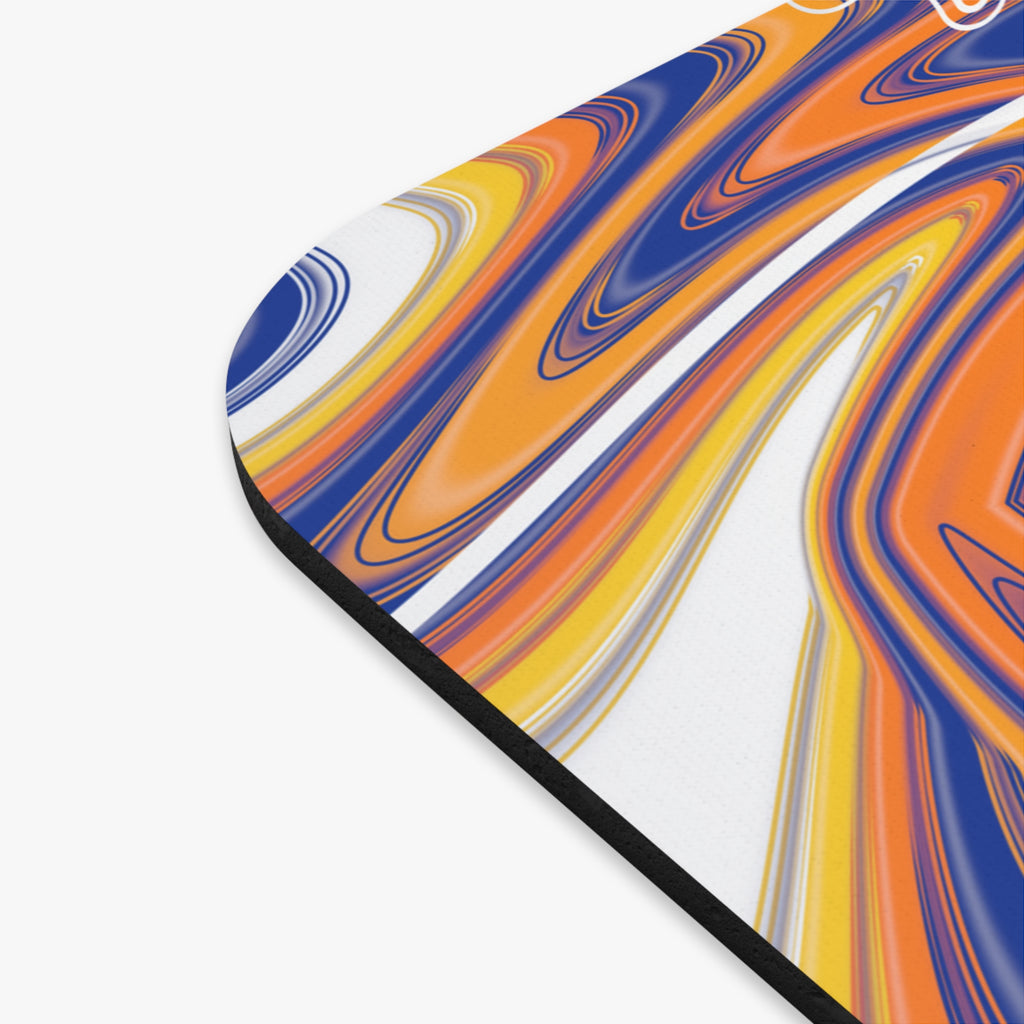 Royal Blue & Yellow Trippy Football Mouse Pad