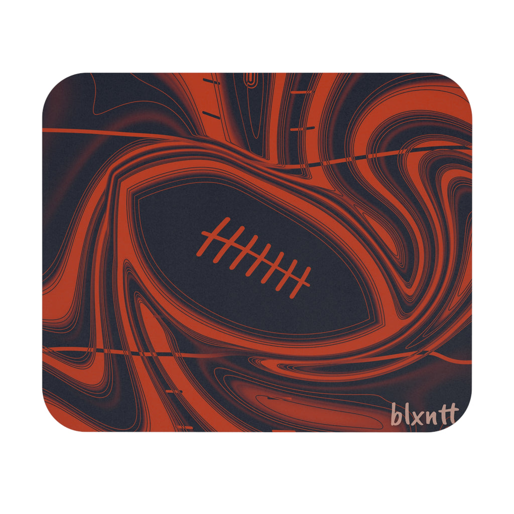 Navy & Orange Trippy Football Mouse Pad