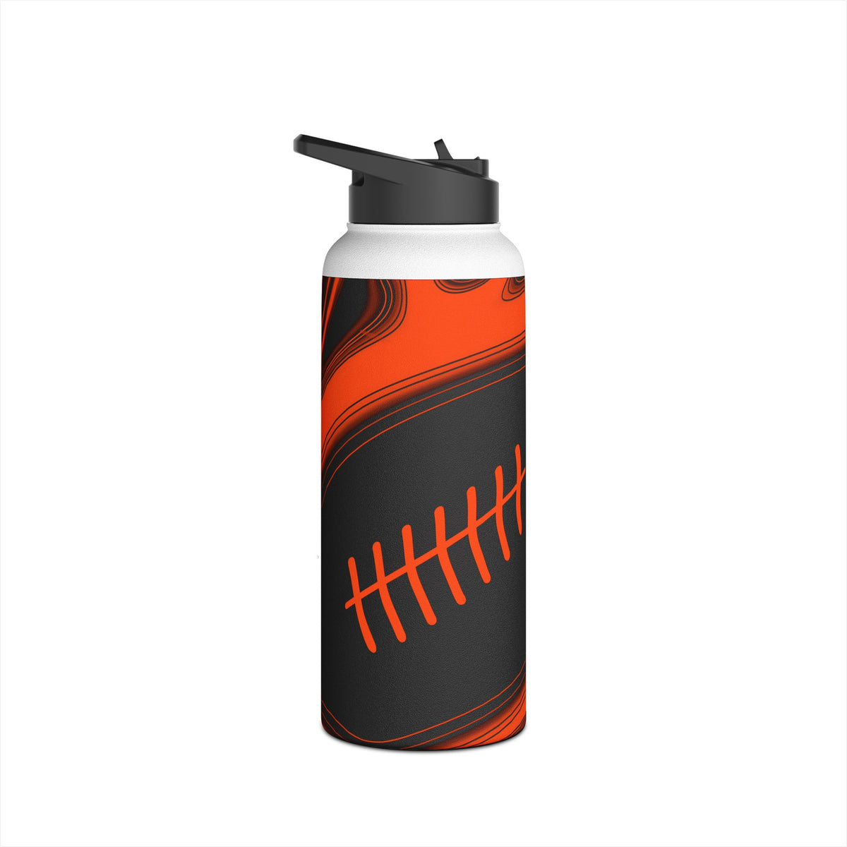 Orange & Black Trippy Football Water Bottle