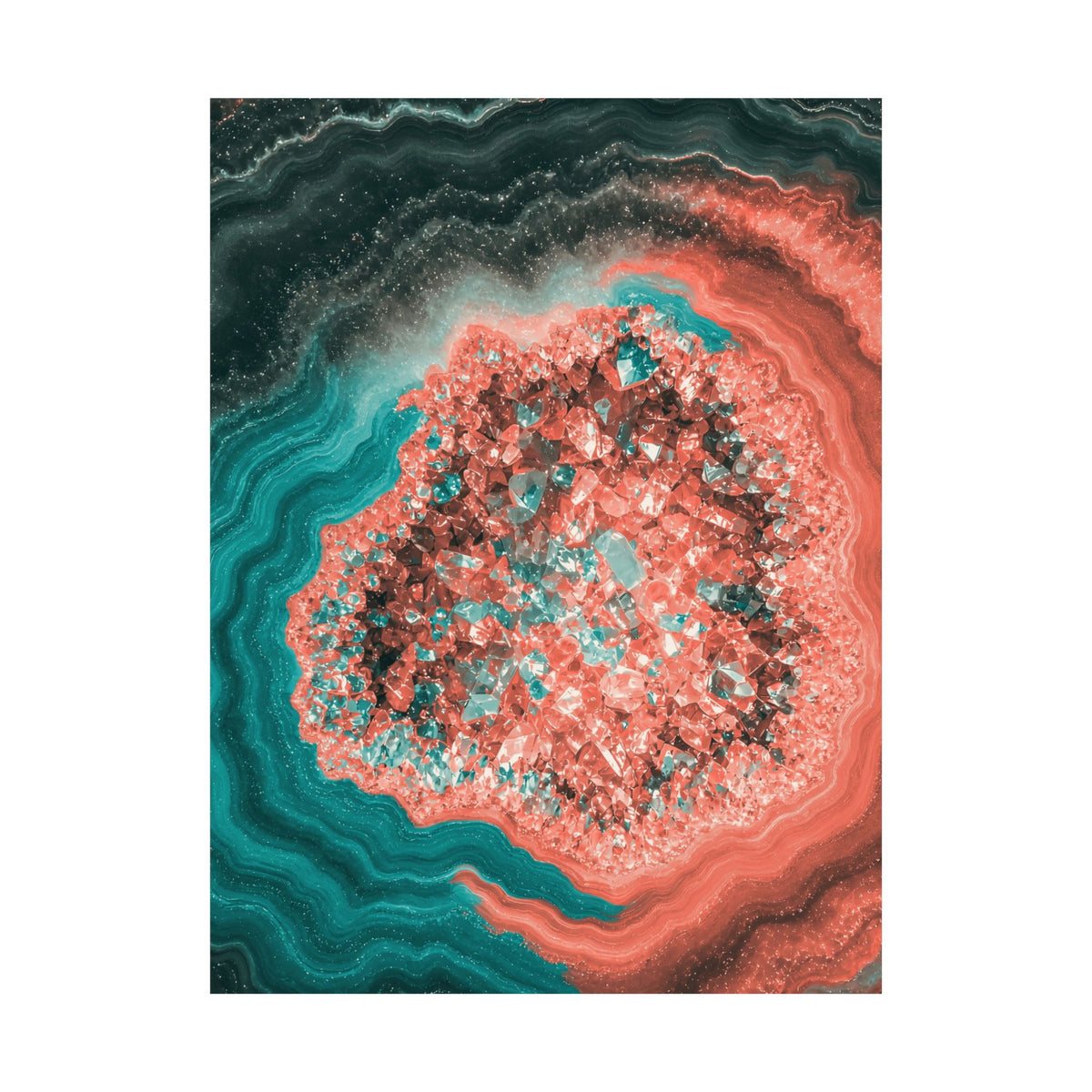 Geode Core - Coral Teal Poster
