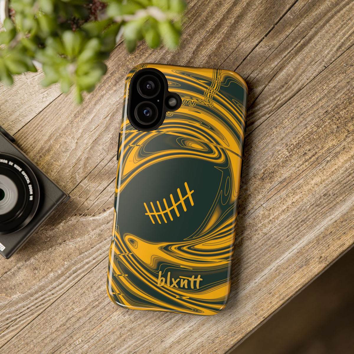 Green & Gold Trippy Football Phone Case