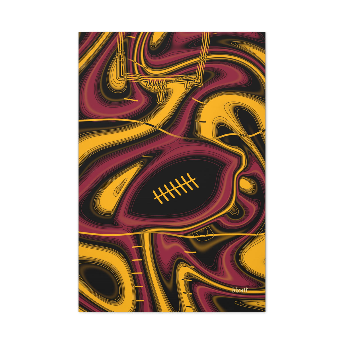 Cardinal Red, Black & Gold Trippy Football Canvas