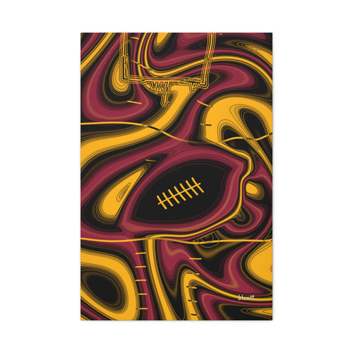 Cardinal Red, Black & Gold Trippy Football Canvas