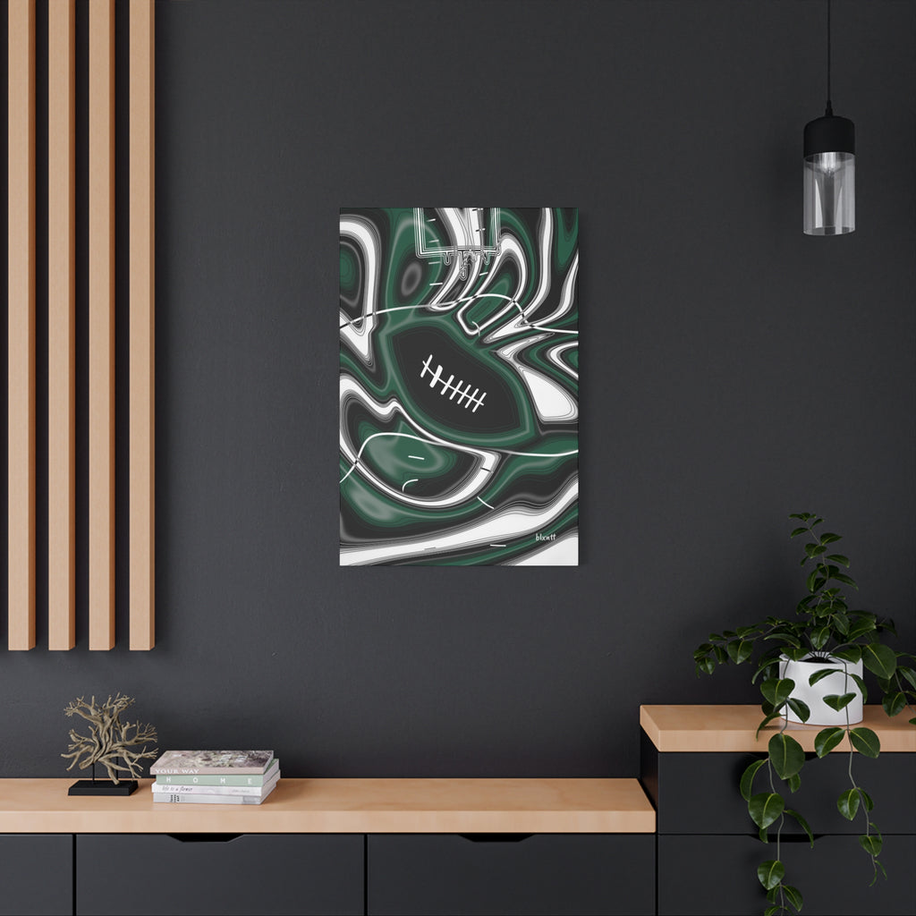 Hunter Green & White Trippy Football Canvas