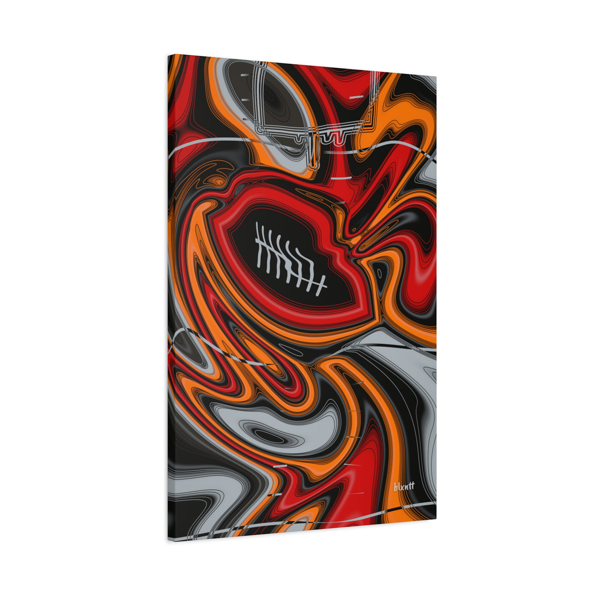Red, Orange & Pewter Trippy Football Canvas