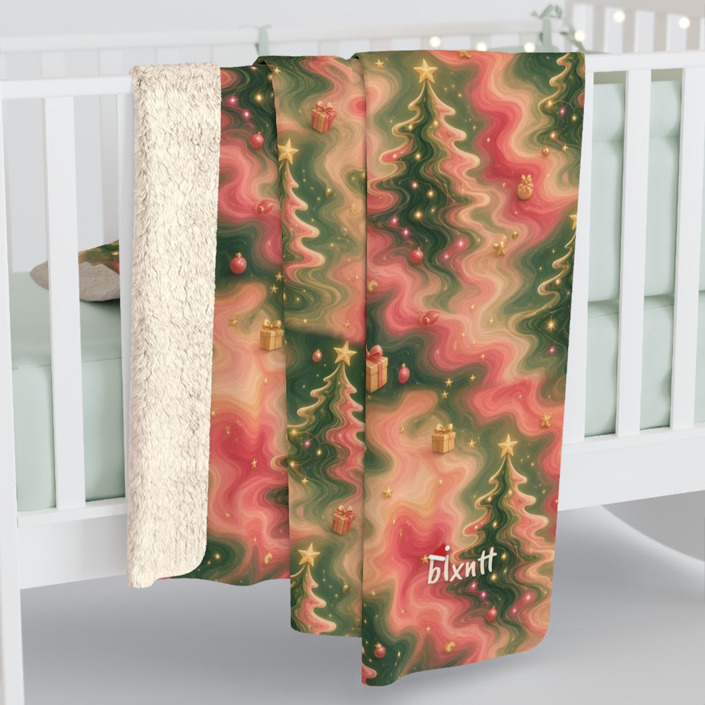 Trees Trippy Christmas Sherpa Blanket