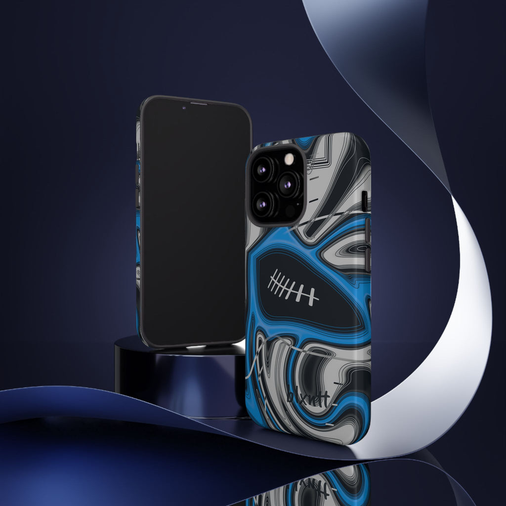 Sky Blue, Black & Silver Trippy Football Phone Case