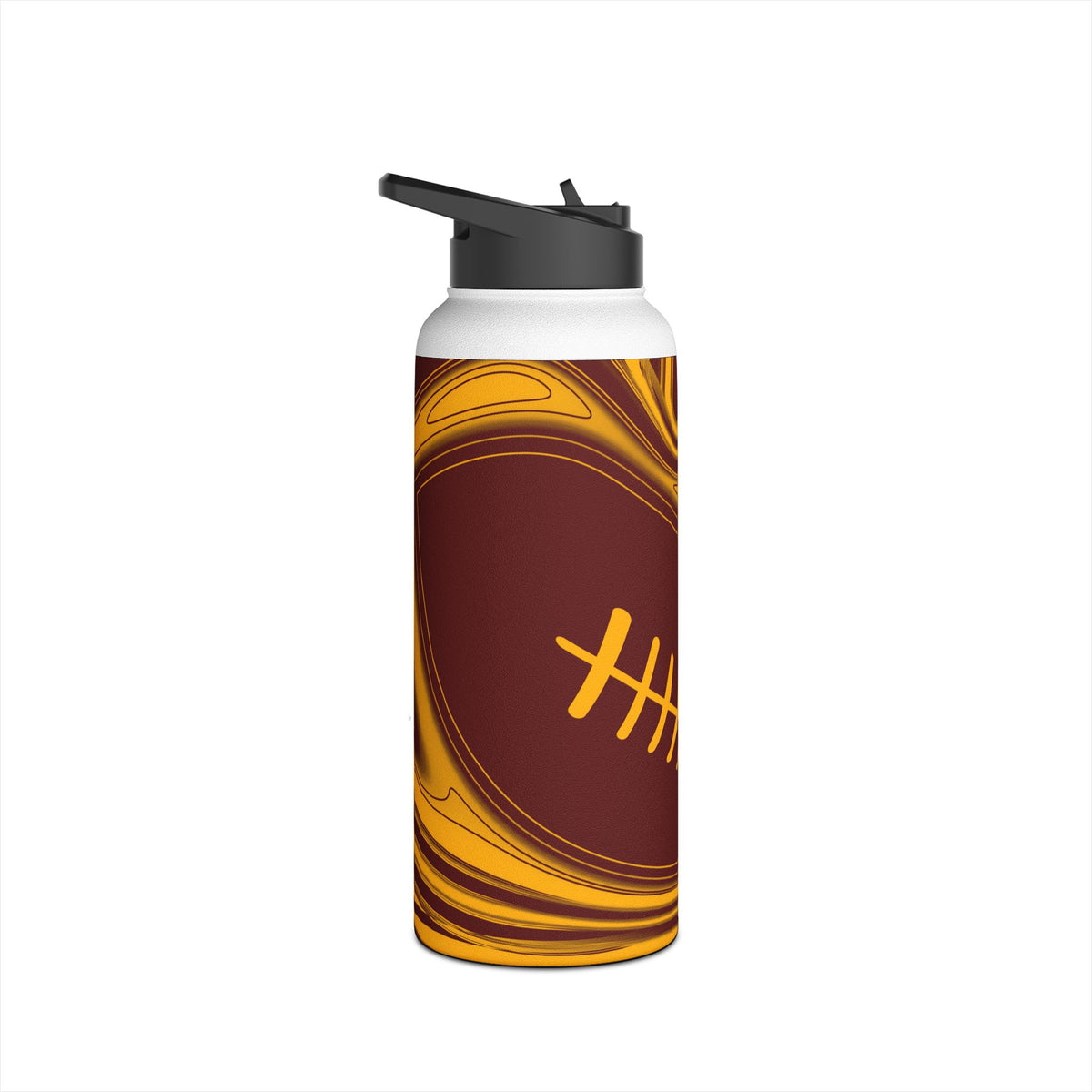 Burgundy & Gold Trippy Football Water Bottle