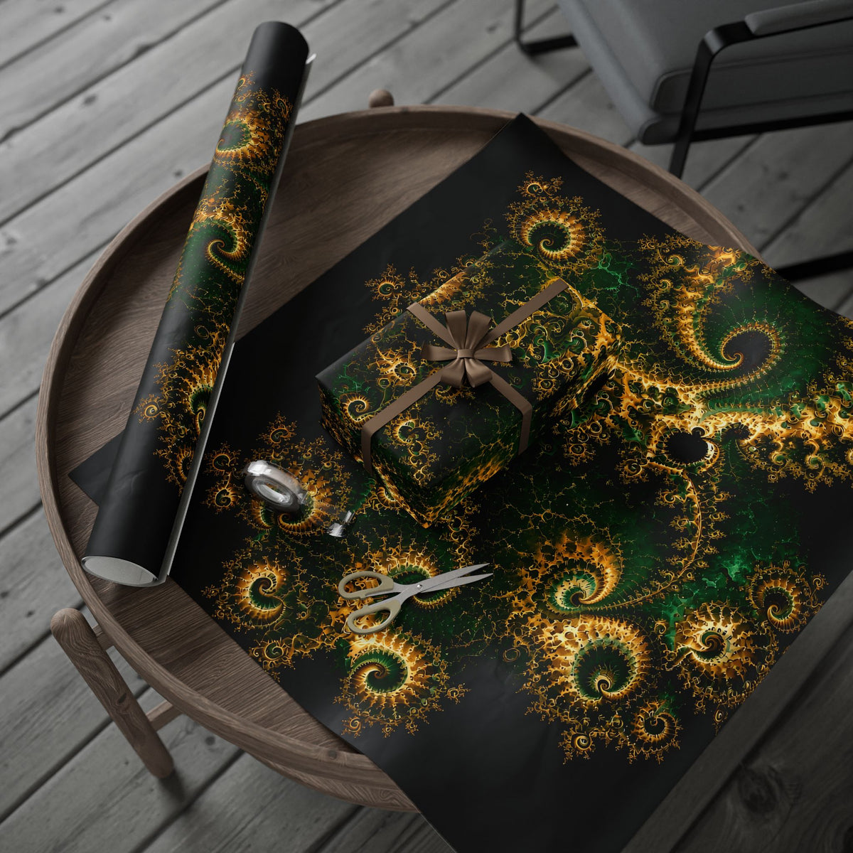 Copper Infinity - Emerald & Gold Wrapping Paper
