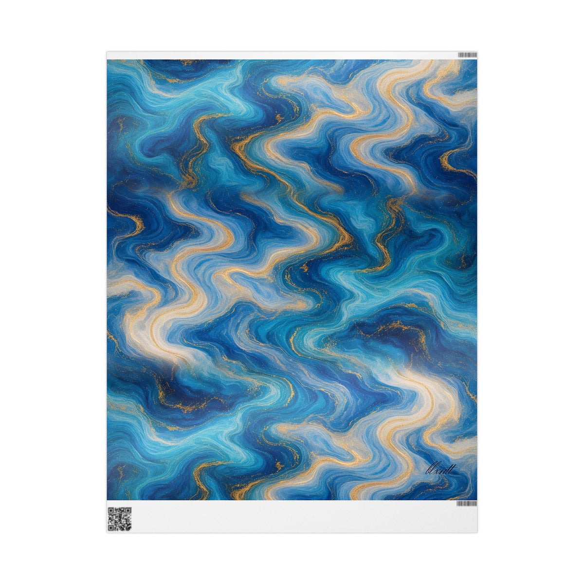 Ocean Blue Marble Wrapping Paper