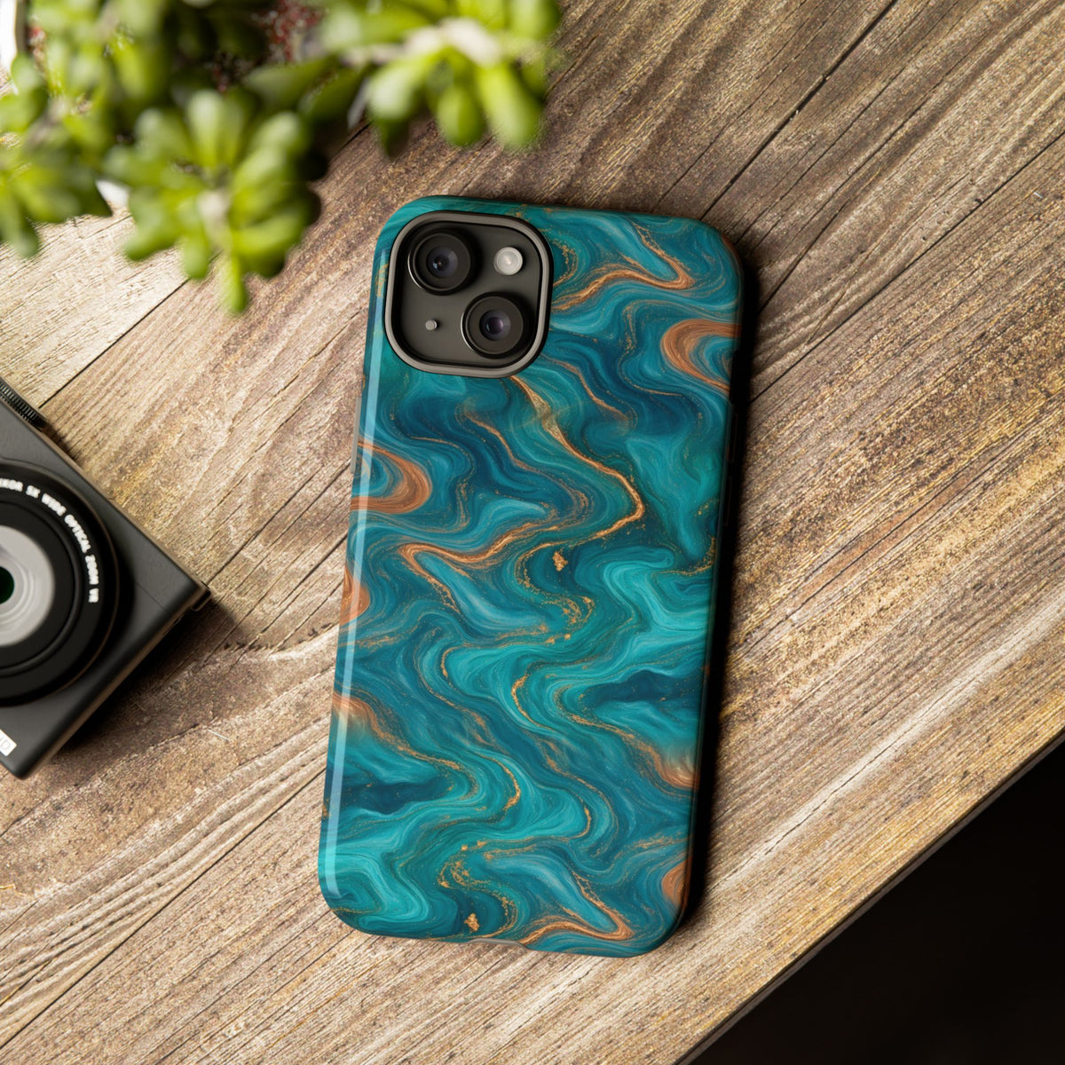 Turquoise & Copper Marble Phone Case