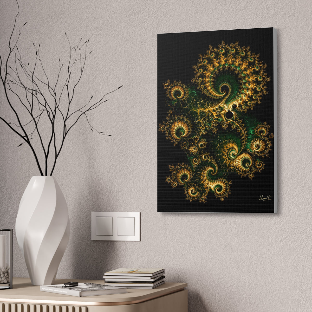 Copper Infinity - Emerald & Gold Glossy Canvas