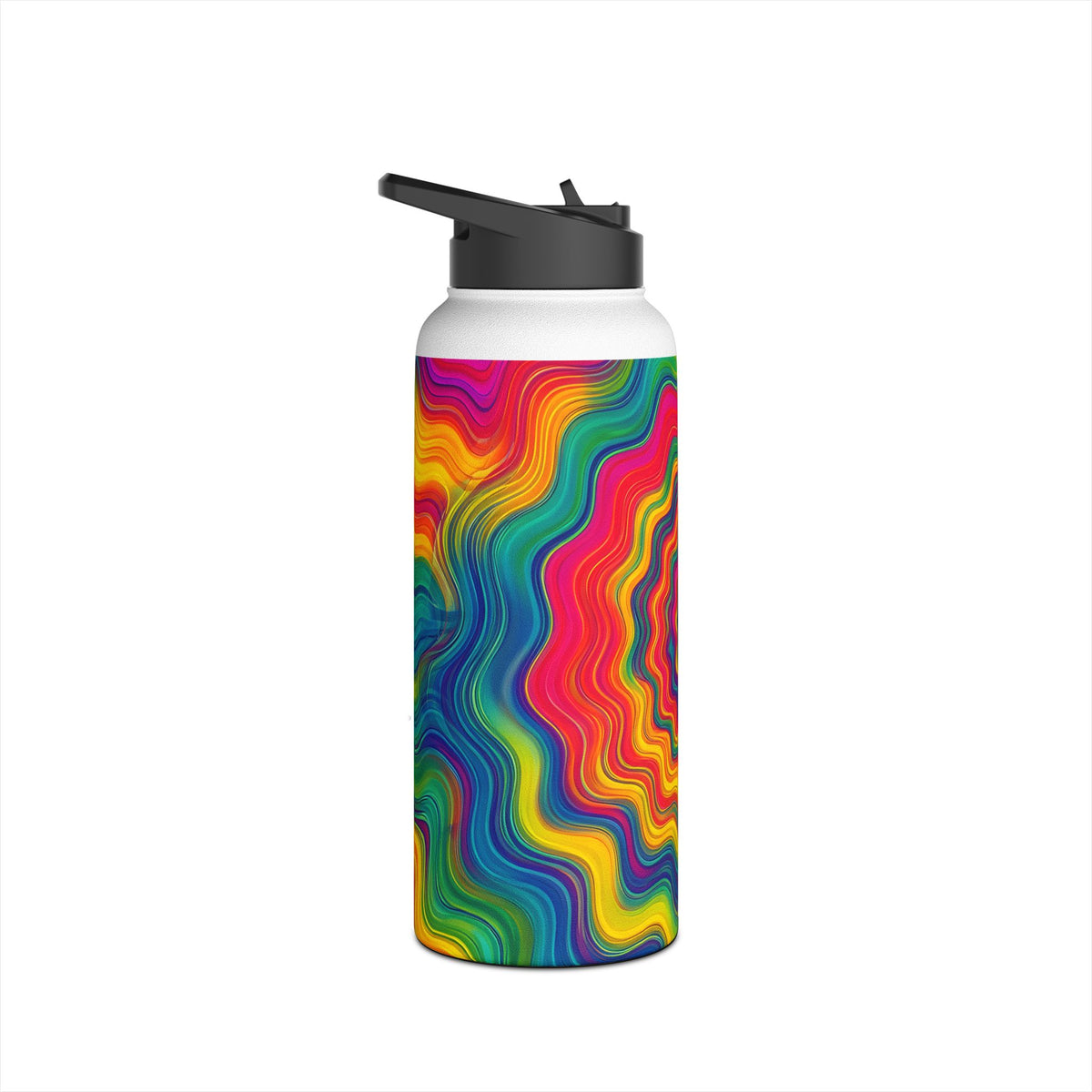 Hypnotic Rainbow Ripple Water Bottle
