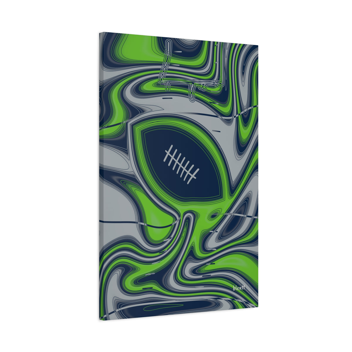 Navy & Neon Green Trippy Football Canvas