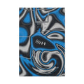 Sky Blue, Black & Silver Trippy Football Glossy Canvas