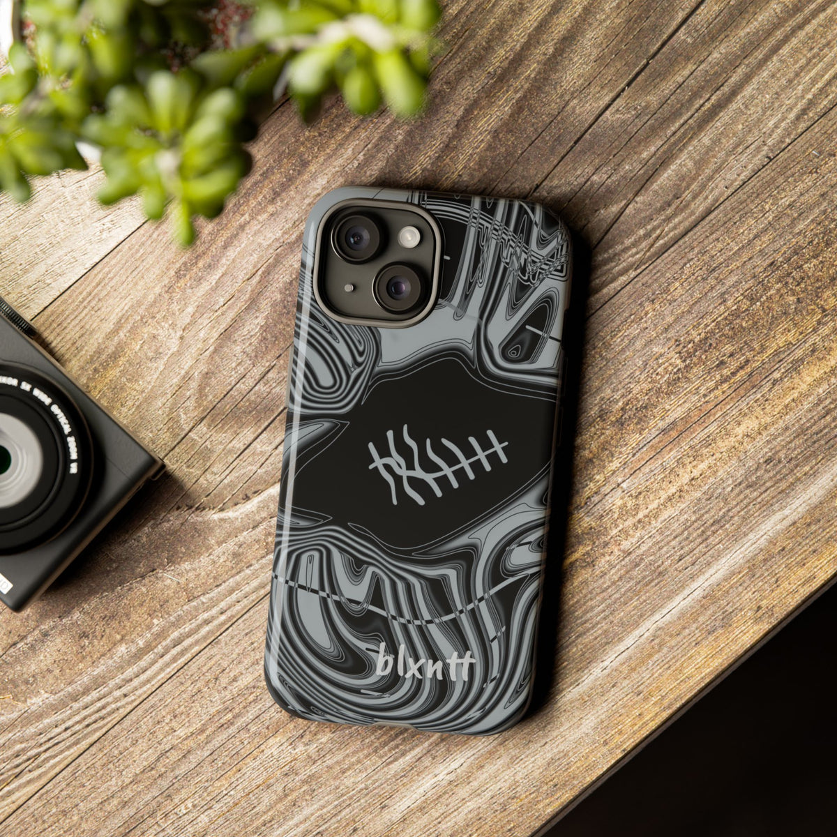 Black & Silver Trippy Football Phone Case
