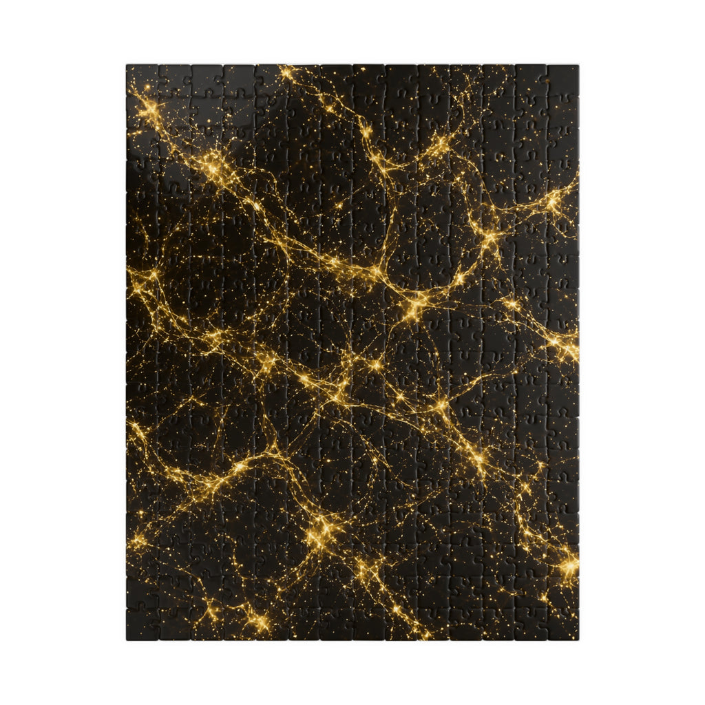 Neon Mycelium - Gold Filigree Jigsaw Puzzle