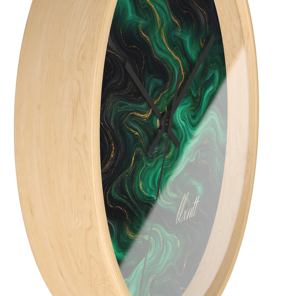 Emerald & Black Marble Wall Clock