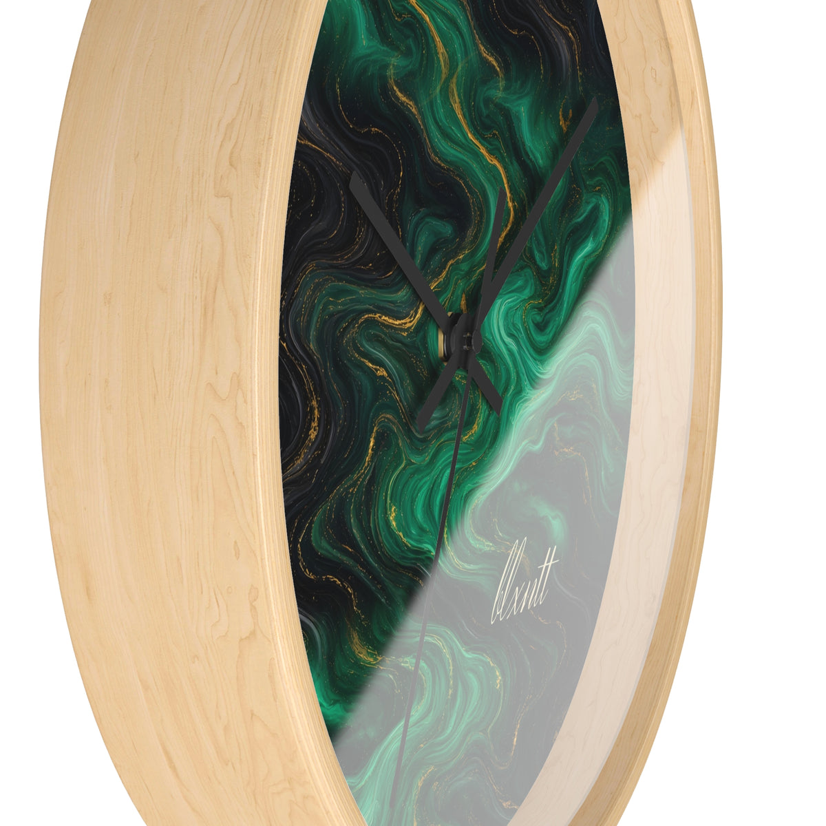 Emerald & Black Marble Wall Clock