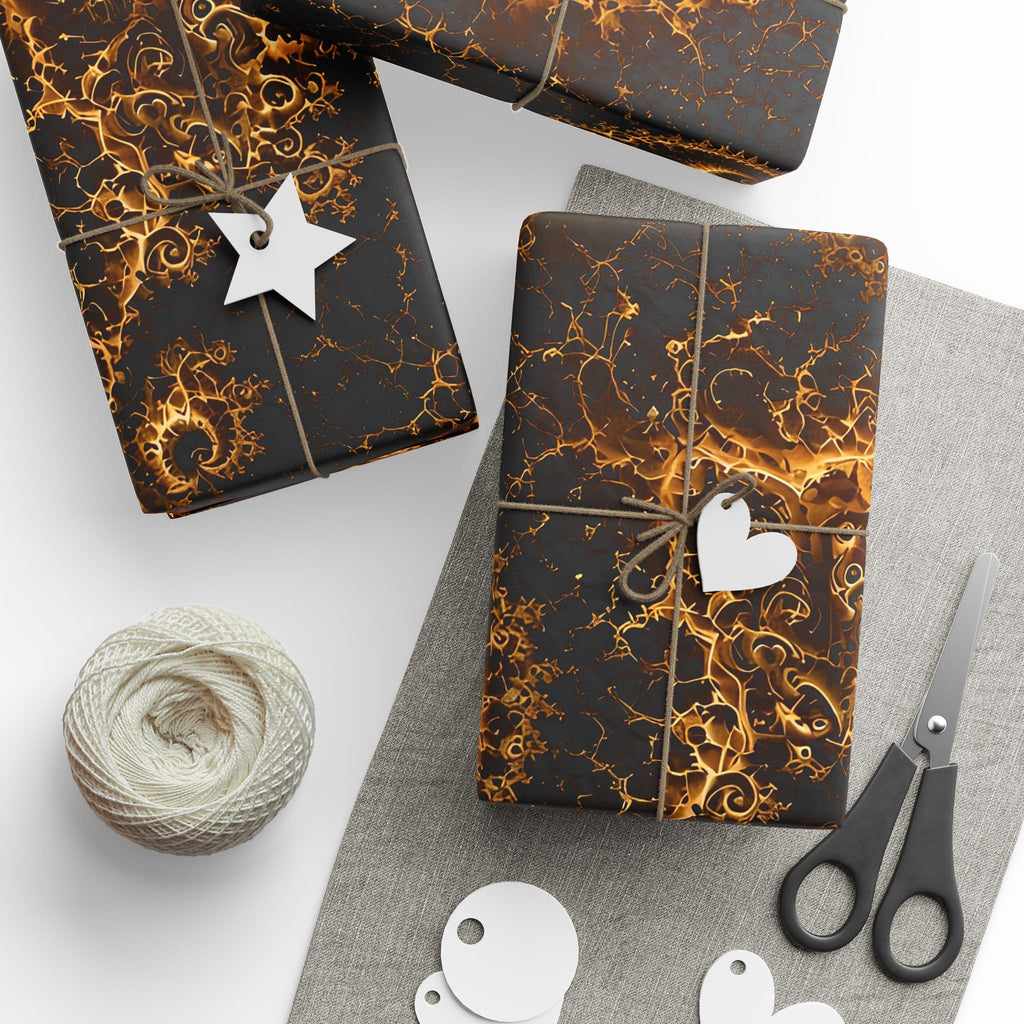 Copper Infinity - Gold on Black Wrapping Paper