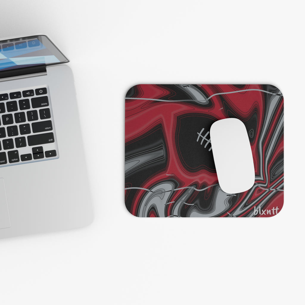 Red, Black & Silver Trippy Football Mouse Pad