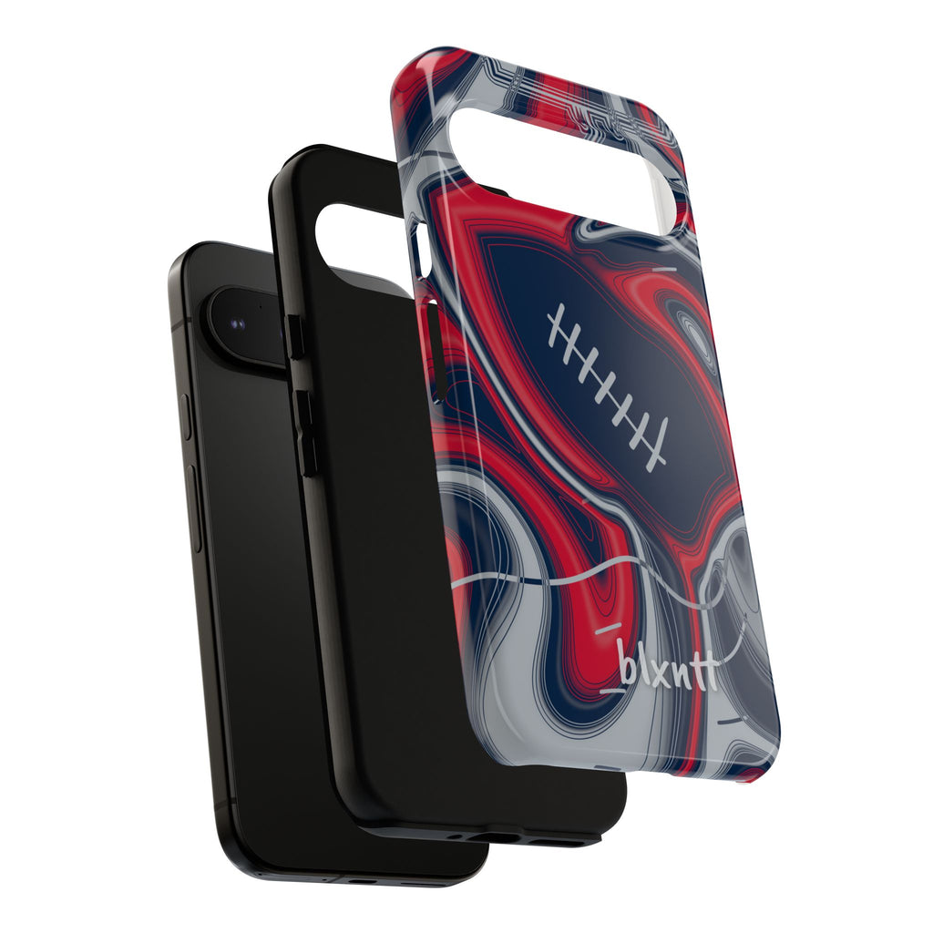 Navy, Red & Silver Trippy Football Phone Case