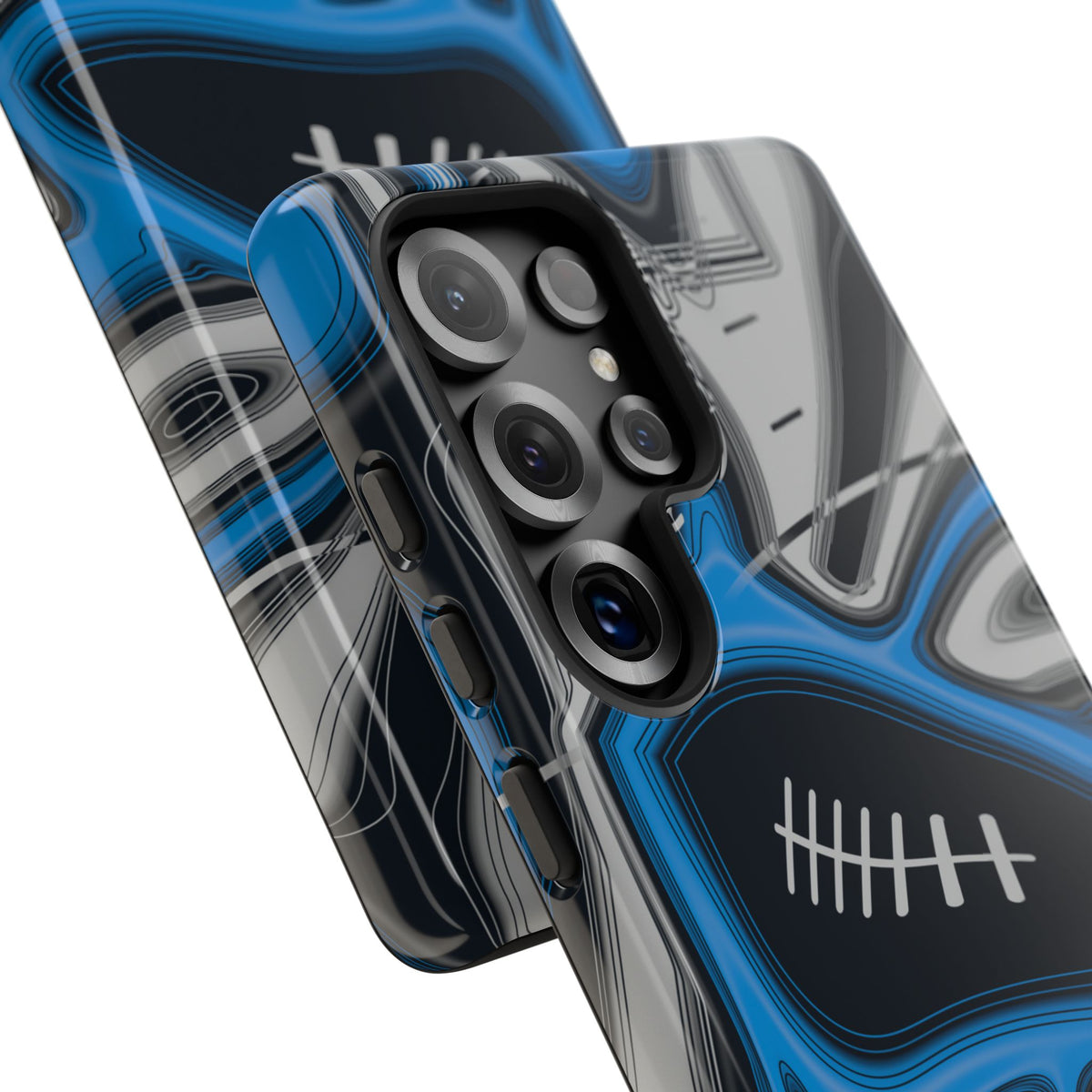 Sky Blue, Black & Silver Trippy Football Phone Case
