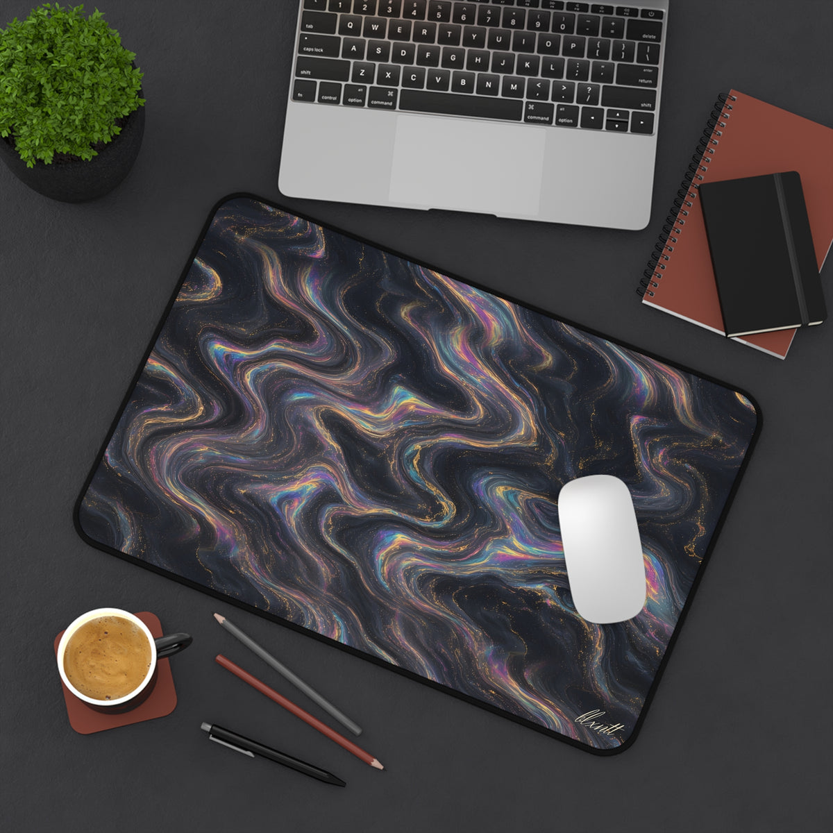 Galaxy Iridescent Marble Desk Mat