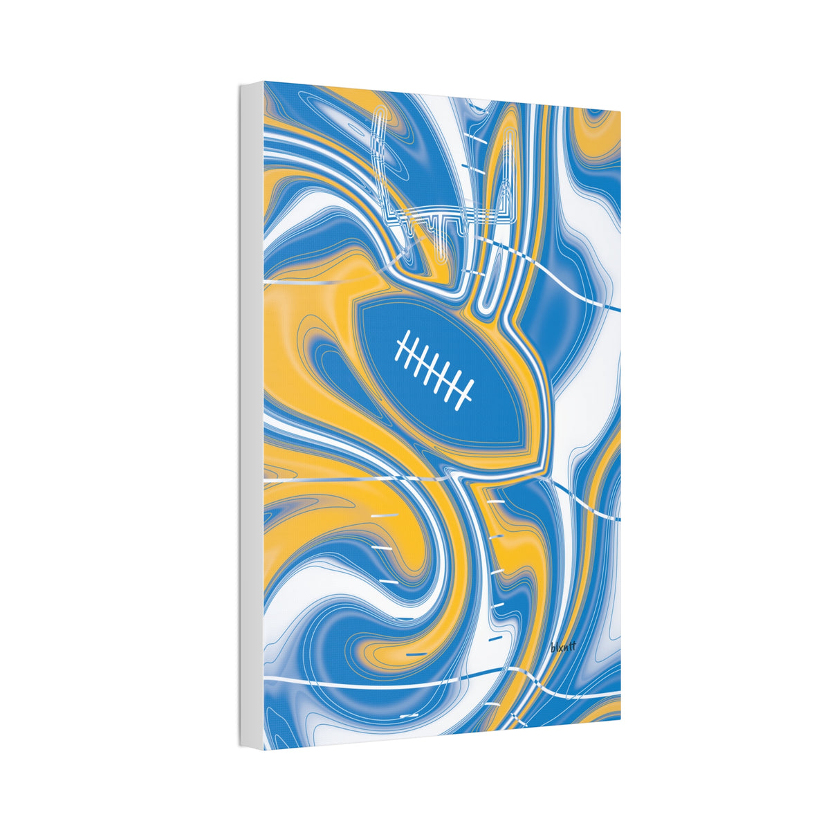 Powder Blue & Gold Trippy Football Glossy Canvas