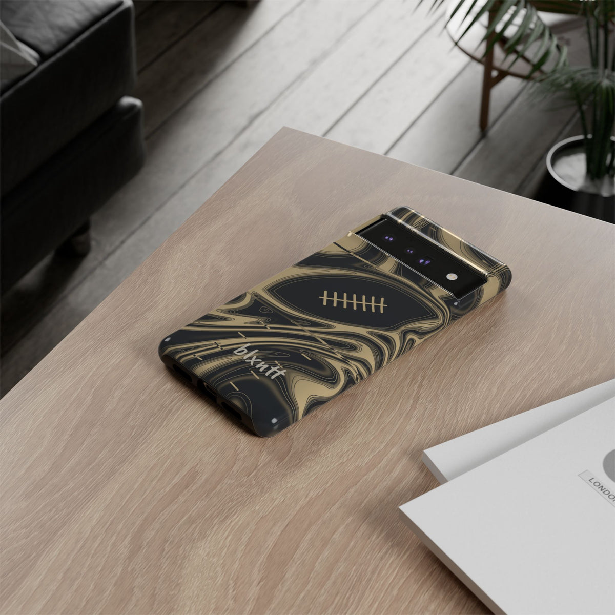 Old Gold & Black Trippy Football Phone Case