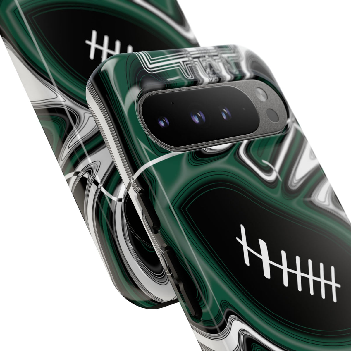 Hunter Green & White Trippy Football Phone Case