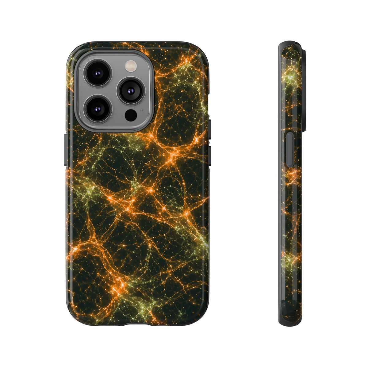 Neon Mycelium - Electric Tangerine Teal Phone Case