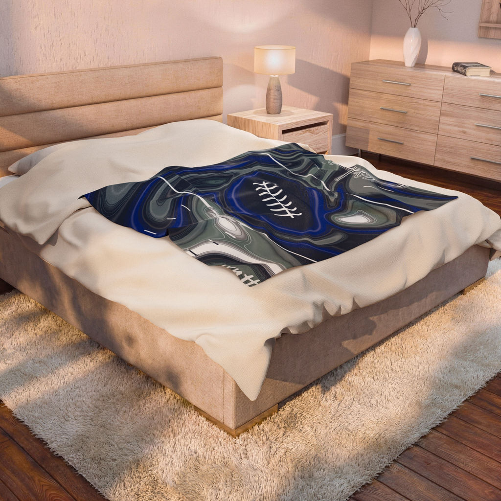 Royal Blue, Navy & Silver Trippy Football Blanket