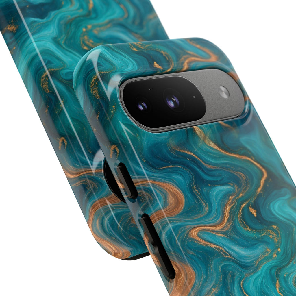 Turquoise & Copper Marble Phone Case
