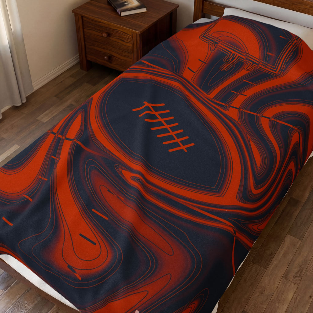 Navy & Orange Trippy Football Blanket