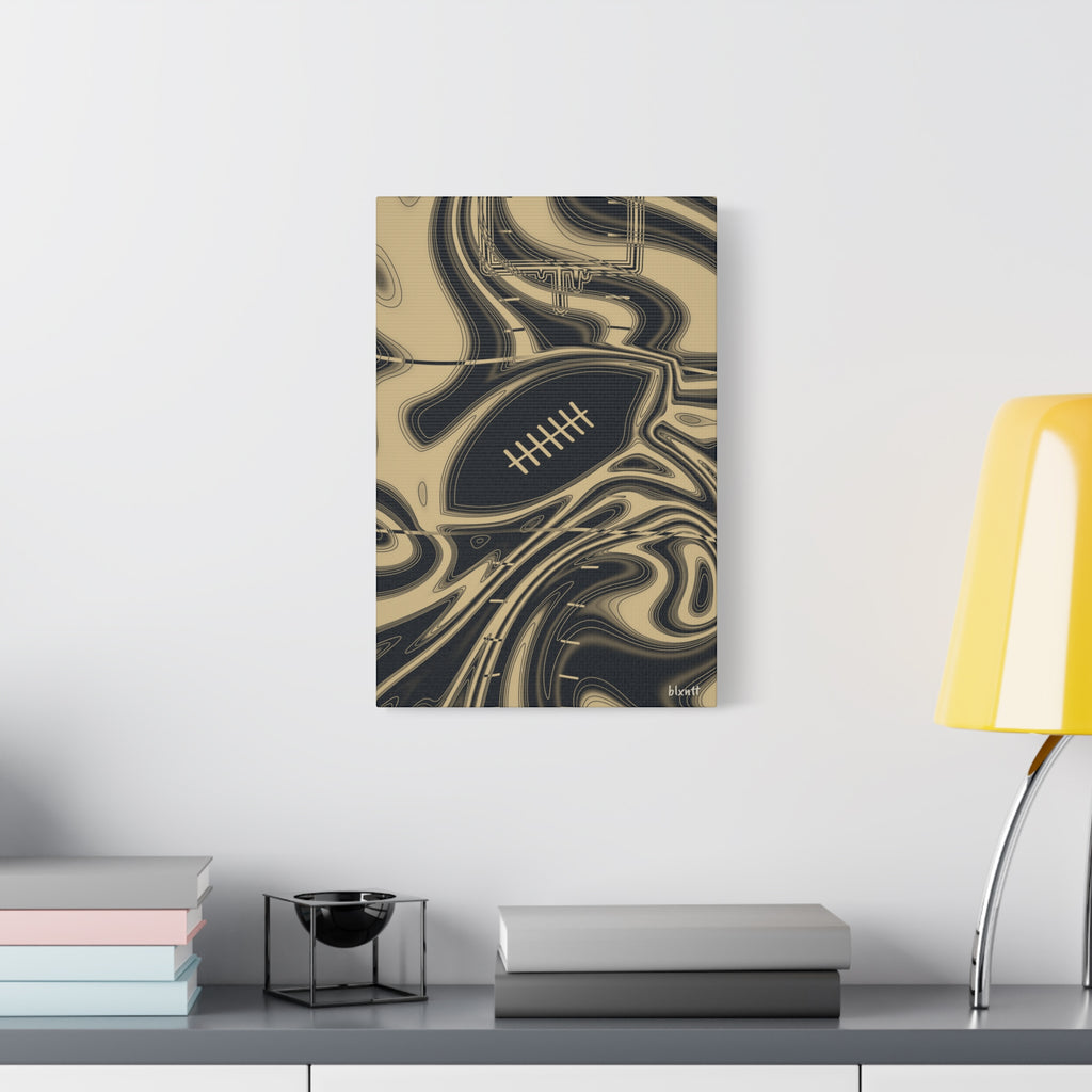 Old Gold & Black Trippy Football Canvas