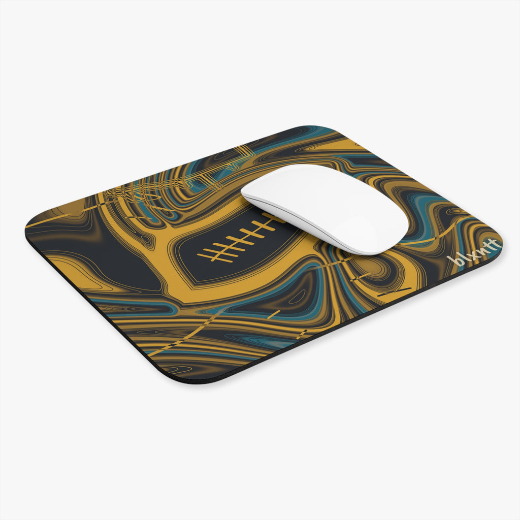 Black, Gold & Teal Trippy Football Mouse Pad