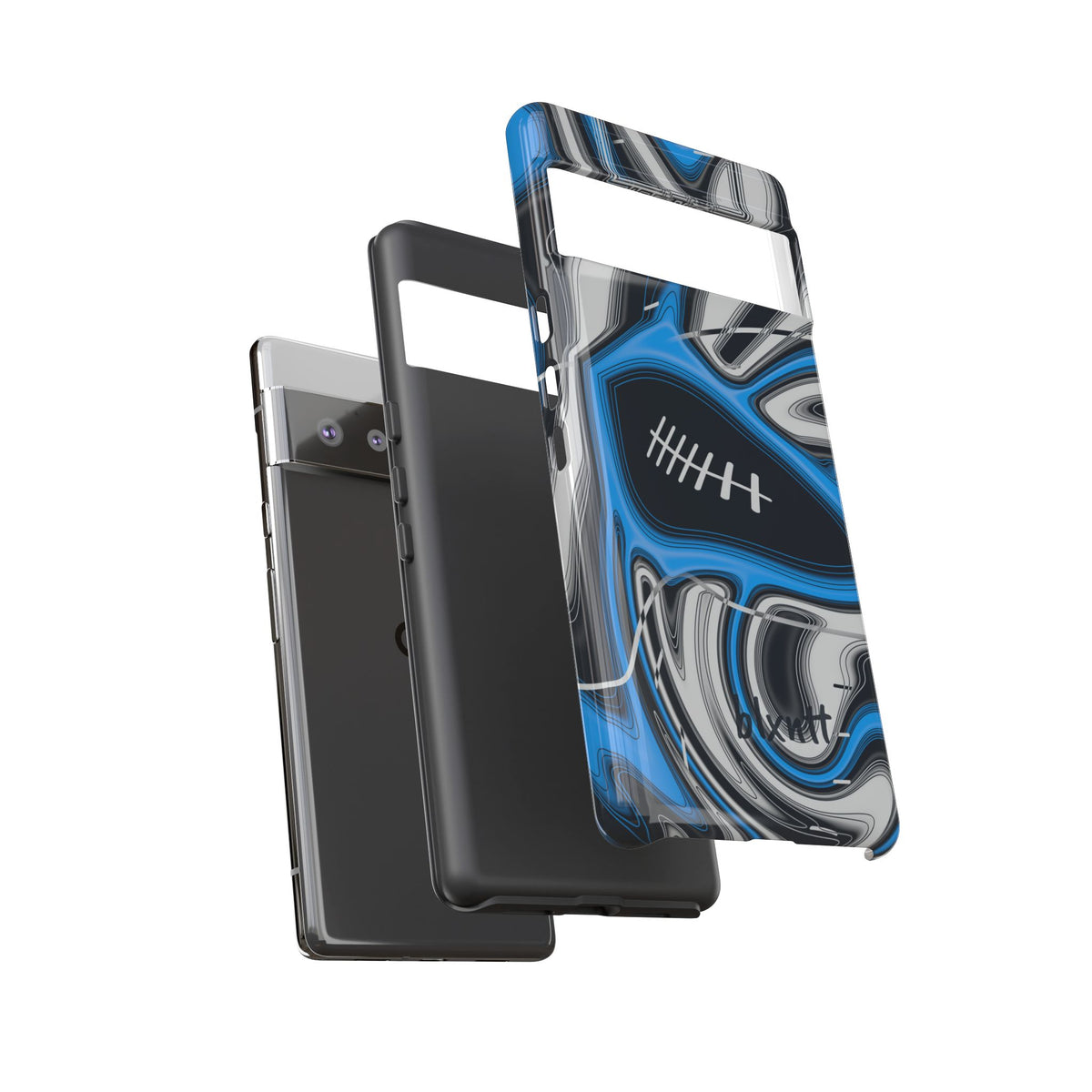 Sky Blue, Black & Silver Trippy Football Phone Case