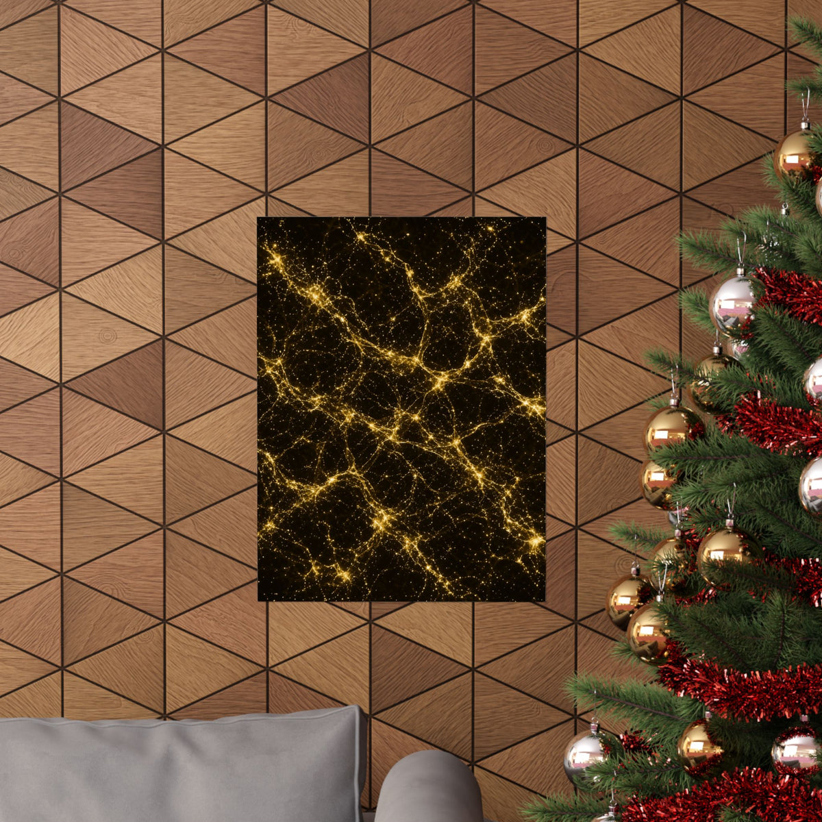 Neon Mycelium - Gold Filigree Poster