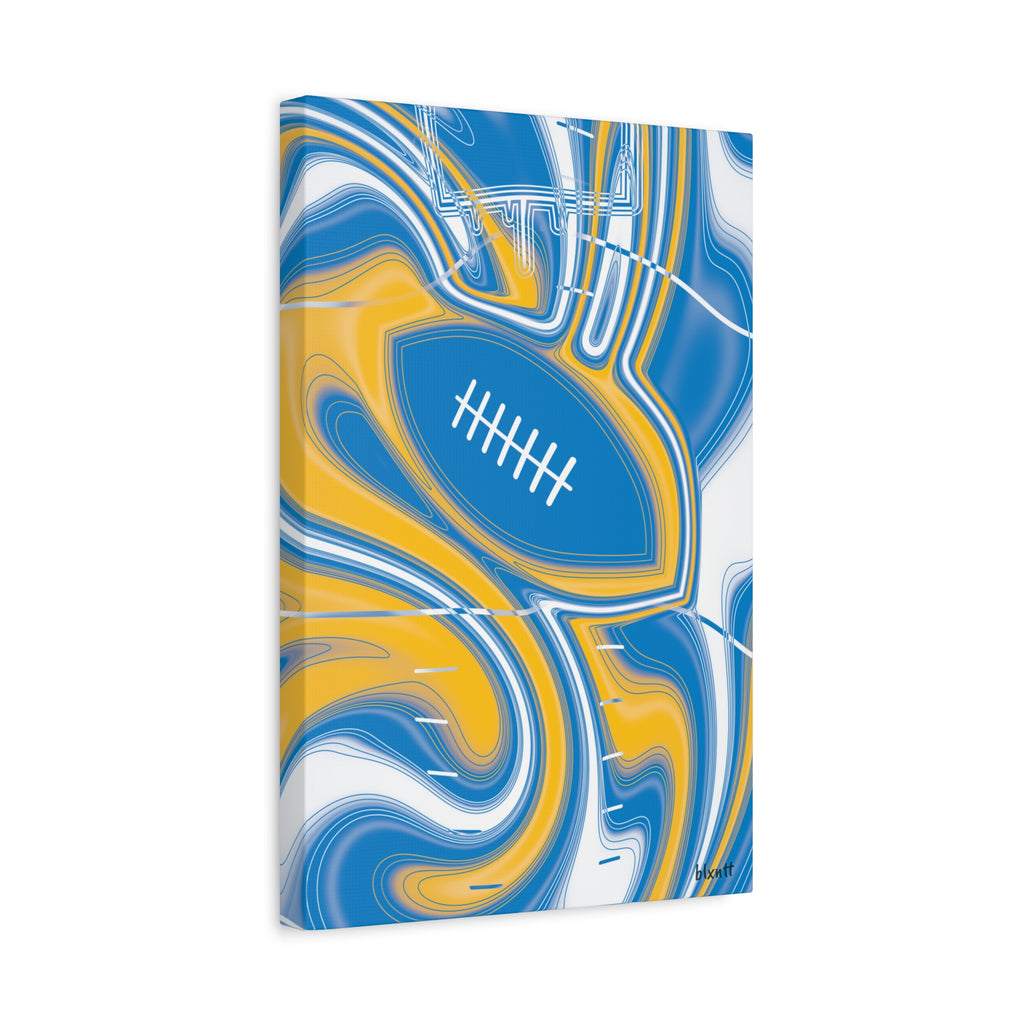 Powder Blue & Gold Trippy Football Canvas