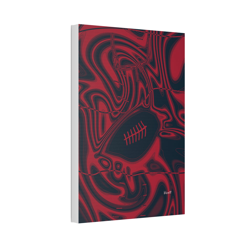 Midnight Navy & Red Trippy Football Glossy Canvas