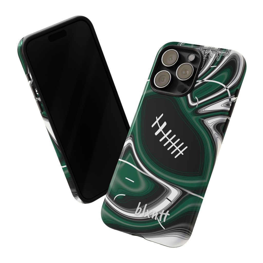 Hunter Green & White Trippy Football Phone Case
