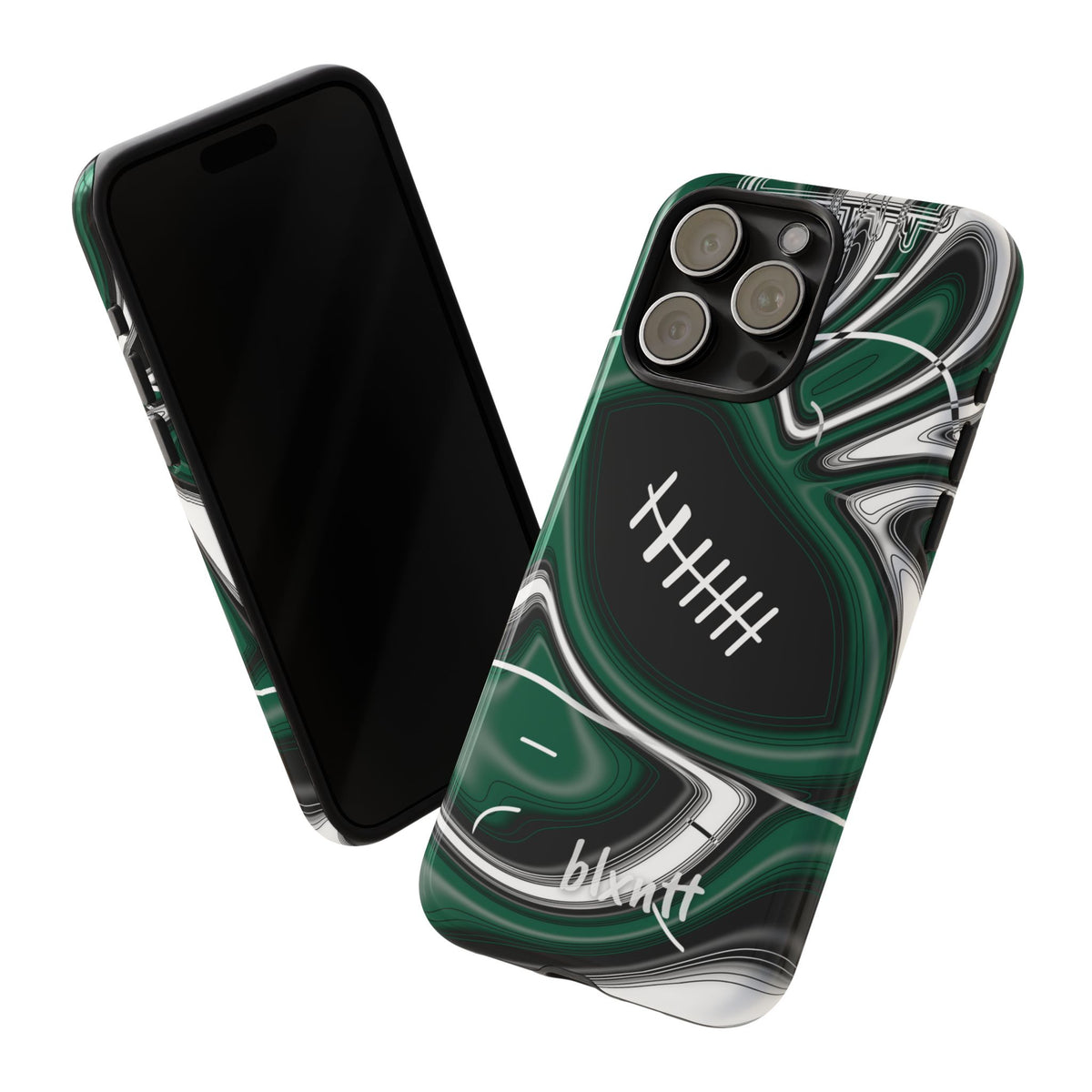 Hunter Green & White Trippy Football Phone Case