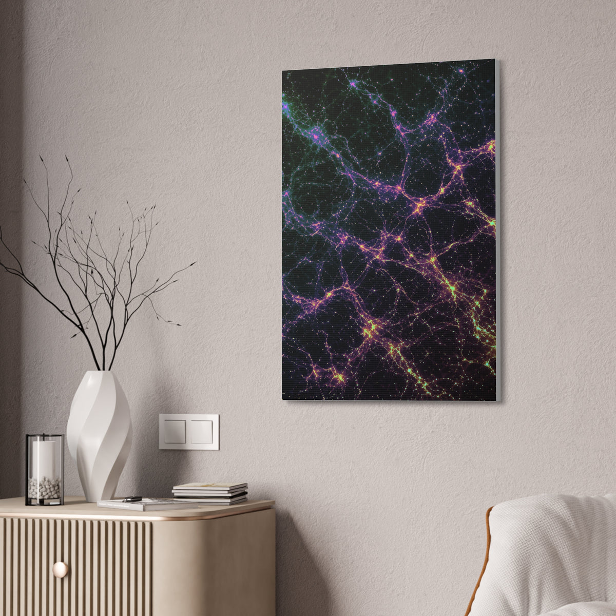 Neon Mycelium - Holographic Glossy Canvas