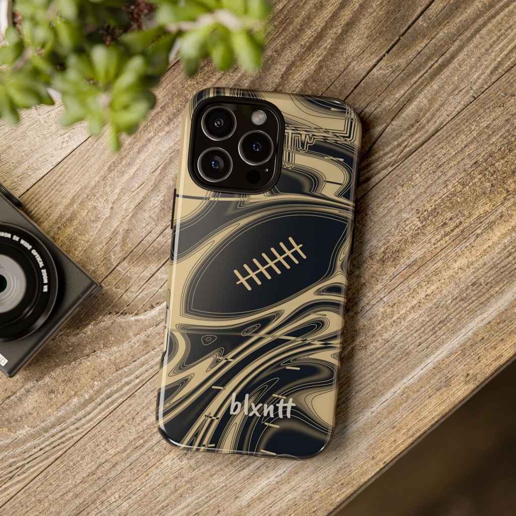 Old Gold & Black Trippy Football Phone Case