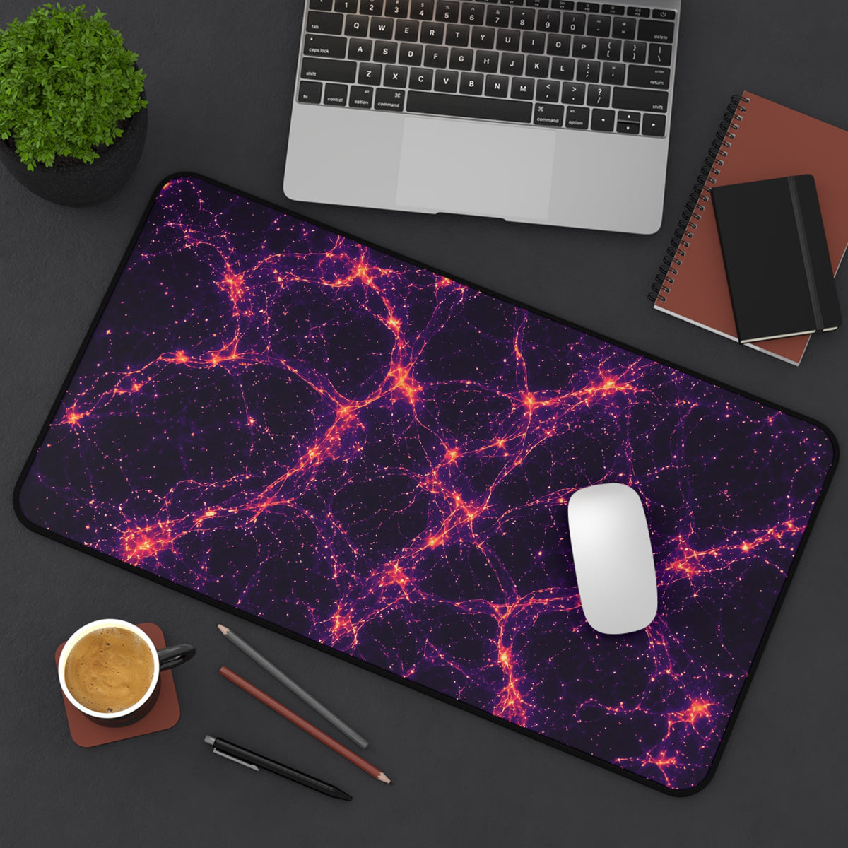 Neon Mycelium - Sunset Synapse Desk Mat