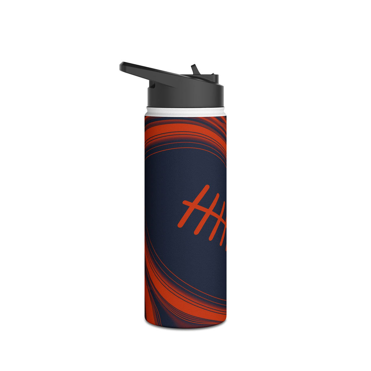Navy & Orange Trippy Football Water Bottle