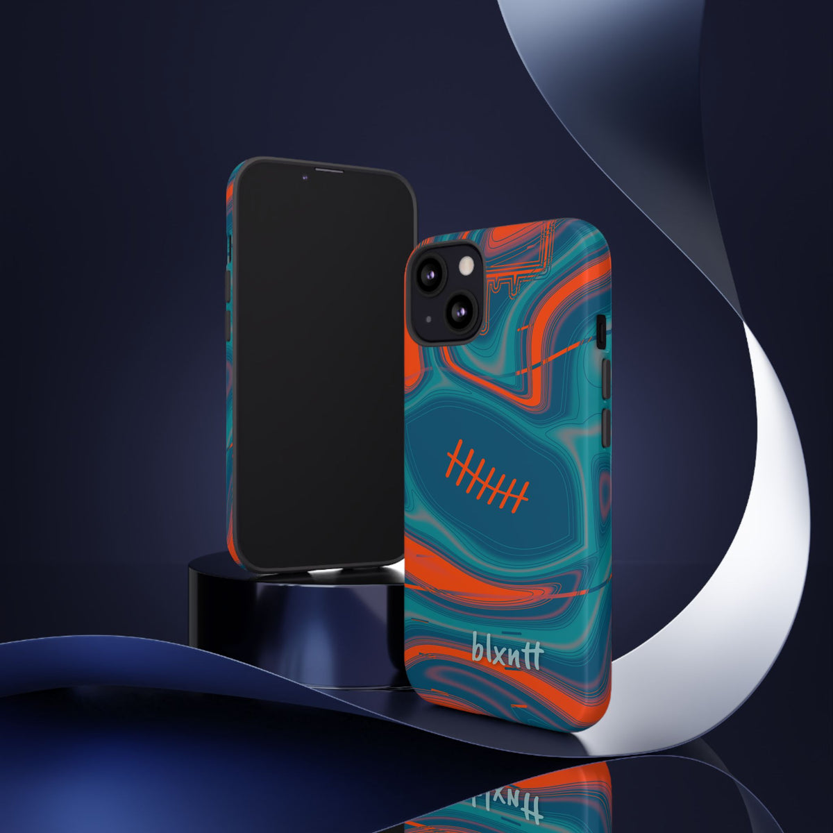 Aqua & Orange Trippy Football Phone Case